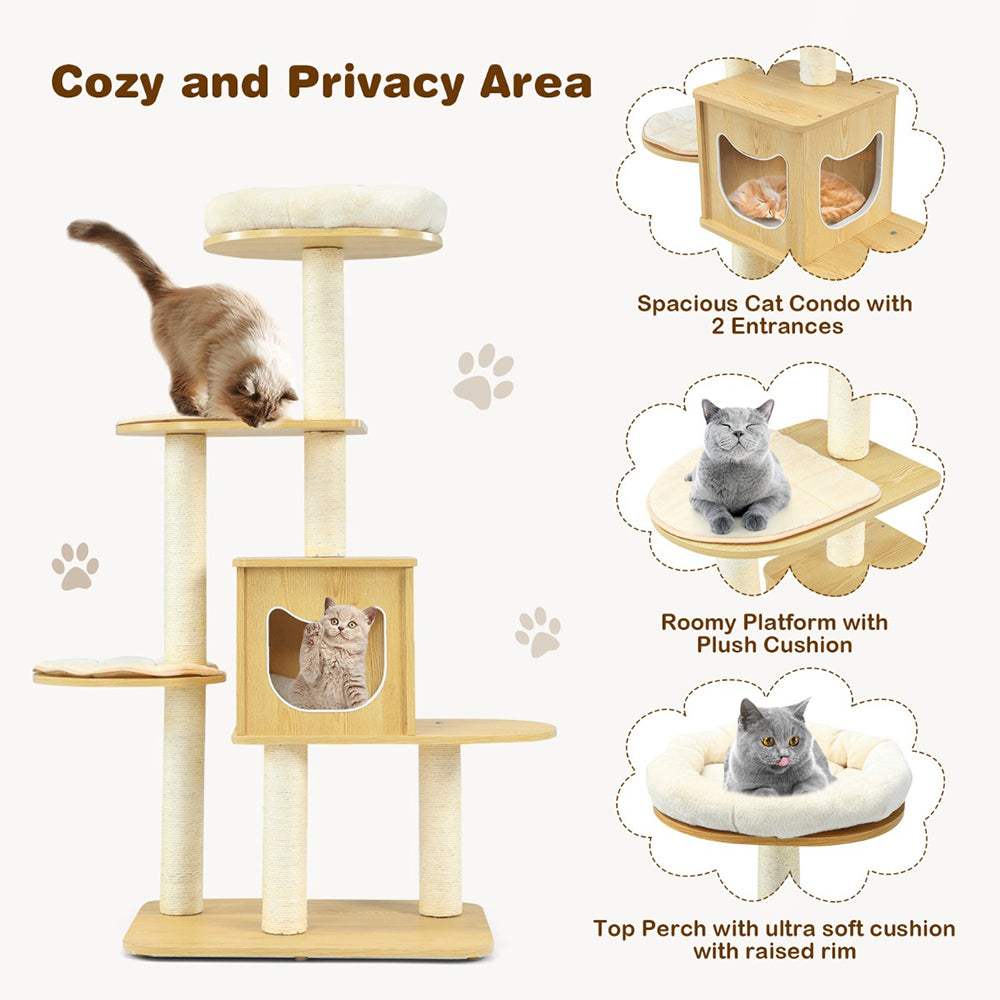 Multi-purpose Cat Tree with Plush Perch for Kittens and Cats