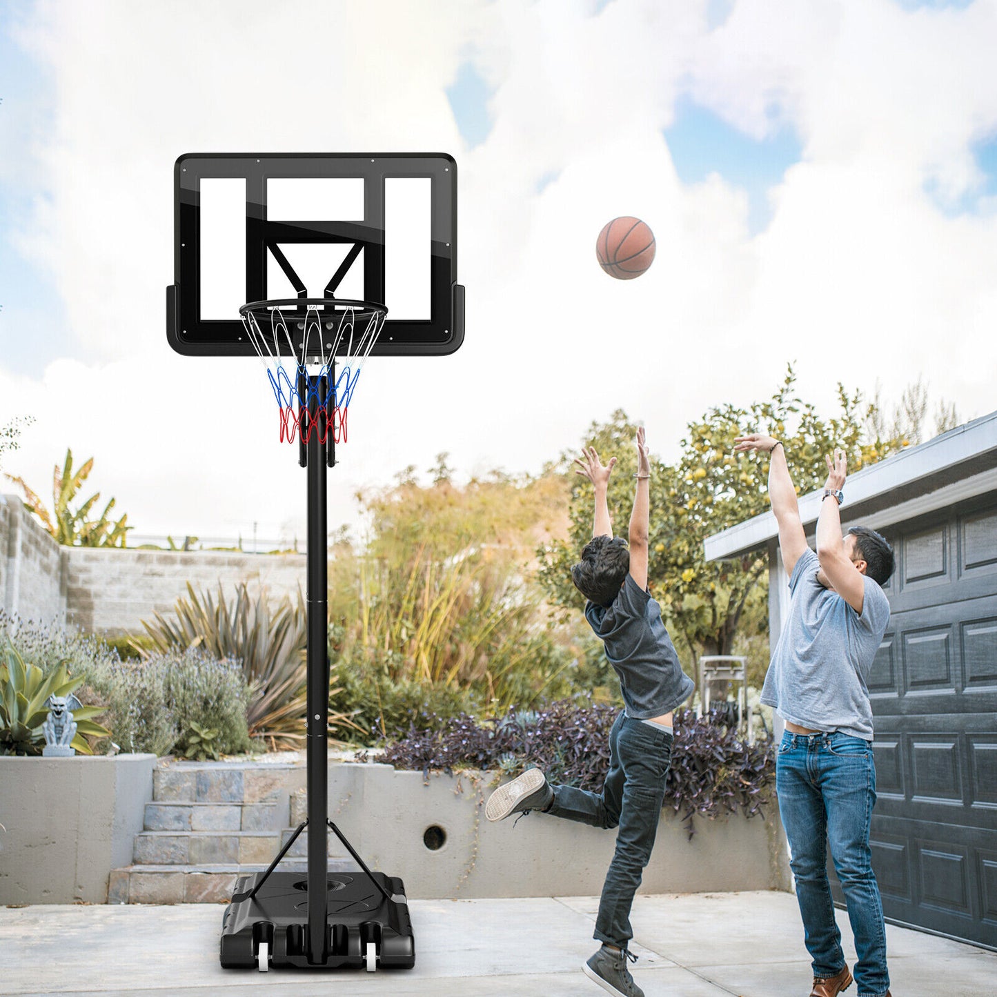 3.05m Portable Adjustable Basketball Hoop w/Secure Bag