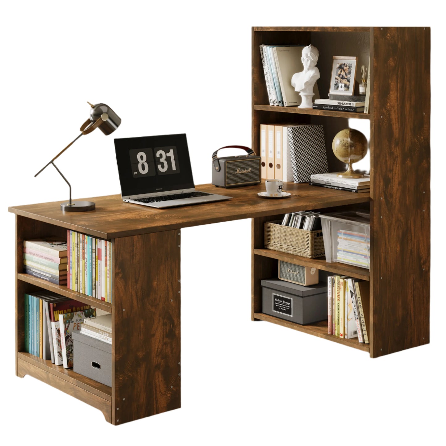 Revel Workstation/Computer Desk with 6 Storage Shelves