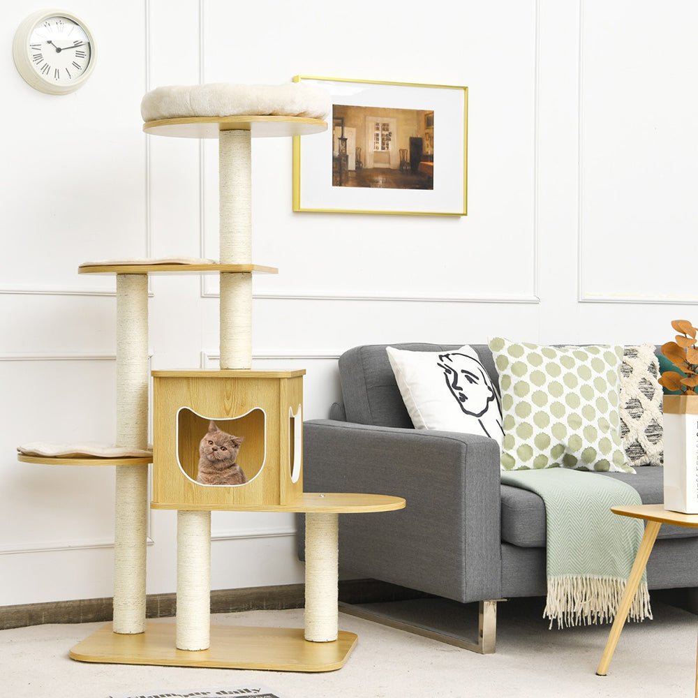 Multi-purpose Cat Tree with Plush Perch for Kittens and Cats