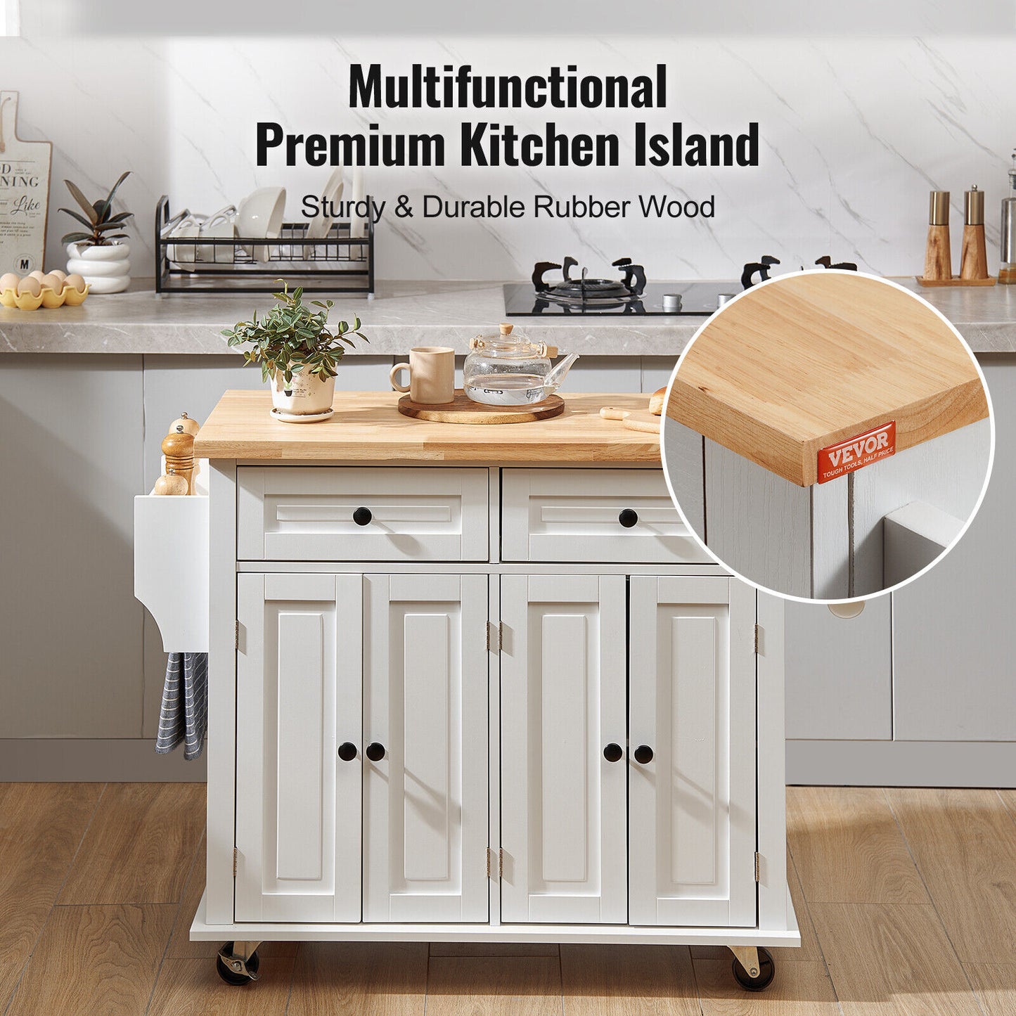 Perfecta Rolling Kitchen Island Cart/Cabinet Cart