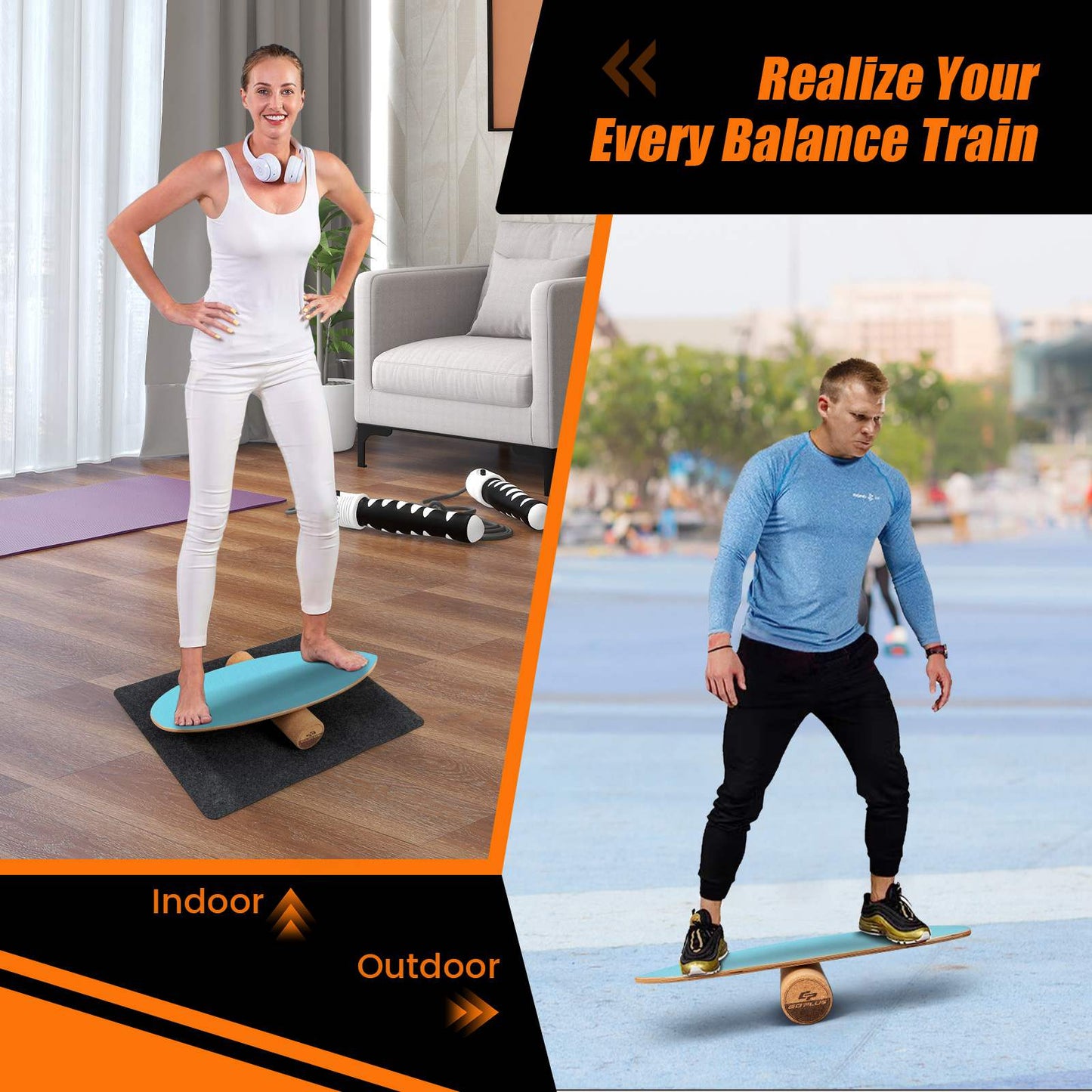 Wood Balance Board Exercise/Skateboard/SurfTrainer