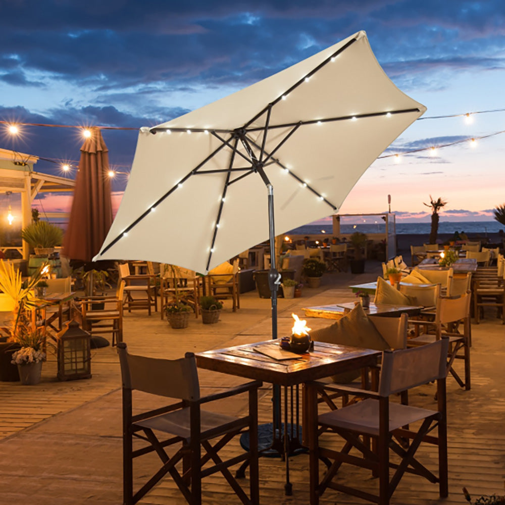 Starry 2.7m Solar Powered LED Patio Umbrella w/Tilt & Crank