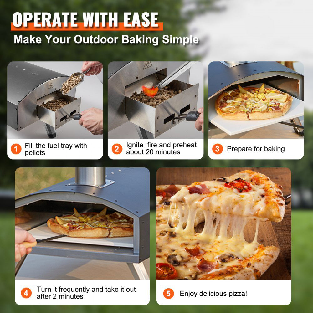 Portable Outdoor Pizza Oven - Wood Chip, Pellet & Charcoal Fired w/Accessories