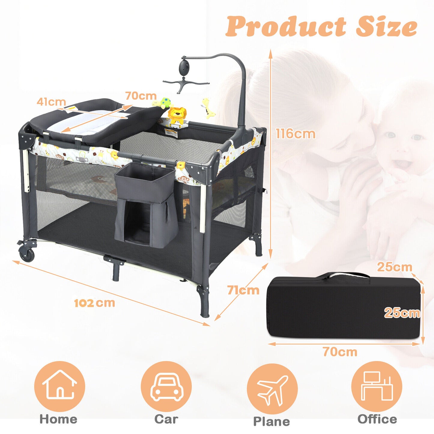 4 IN 1 Foldable Baby Bassinet/Travel Cot