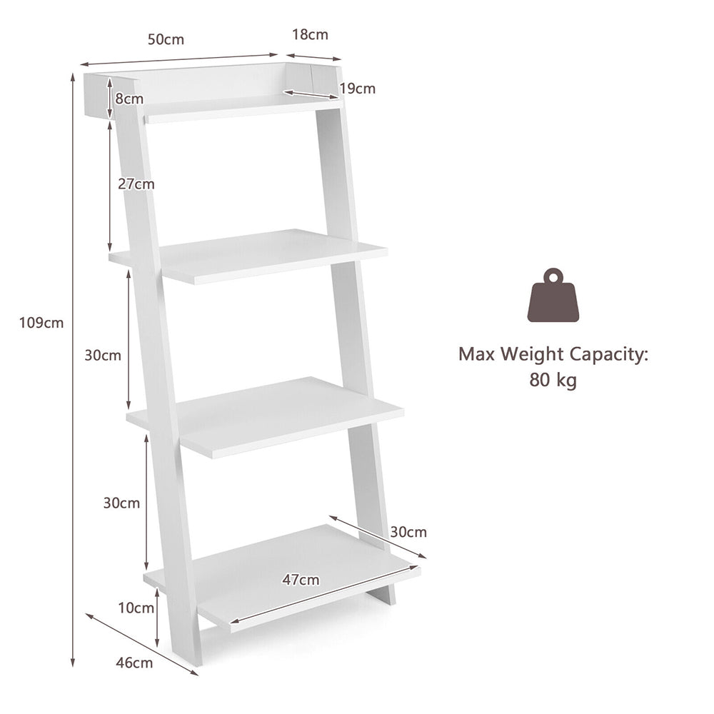 Zelda 4-Tier Ladder Shelf-Leaning Bookshelf/Storage Display Shelf