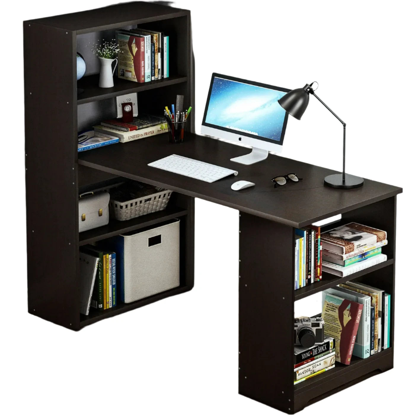 Revel Workstation/Computer Desk with 6 Storage Shelves