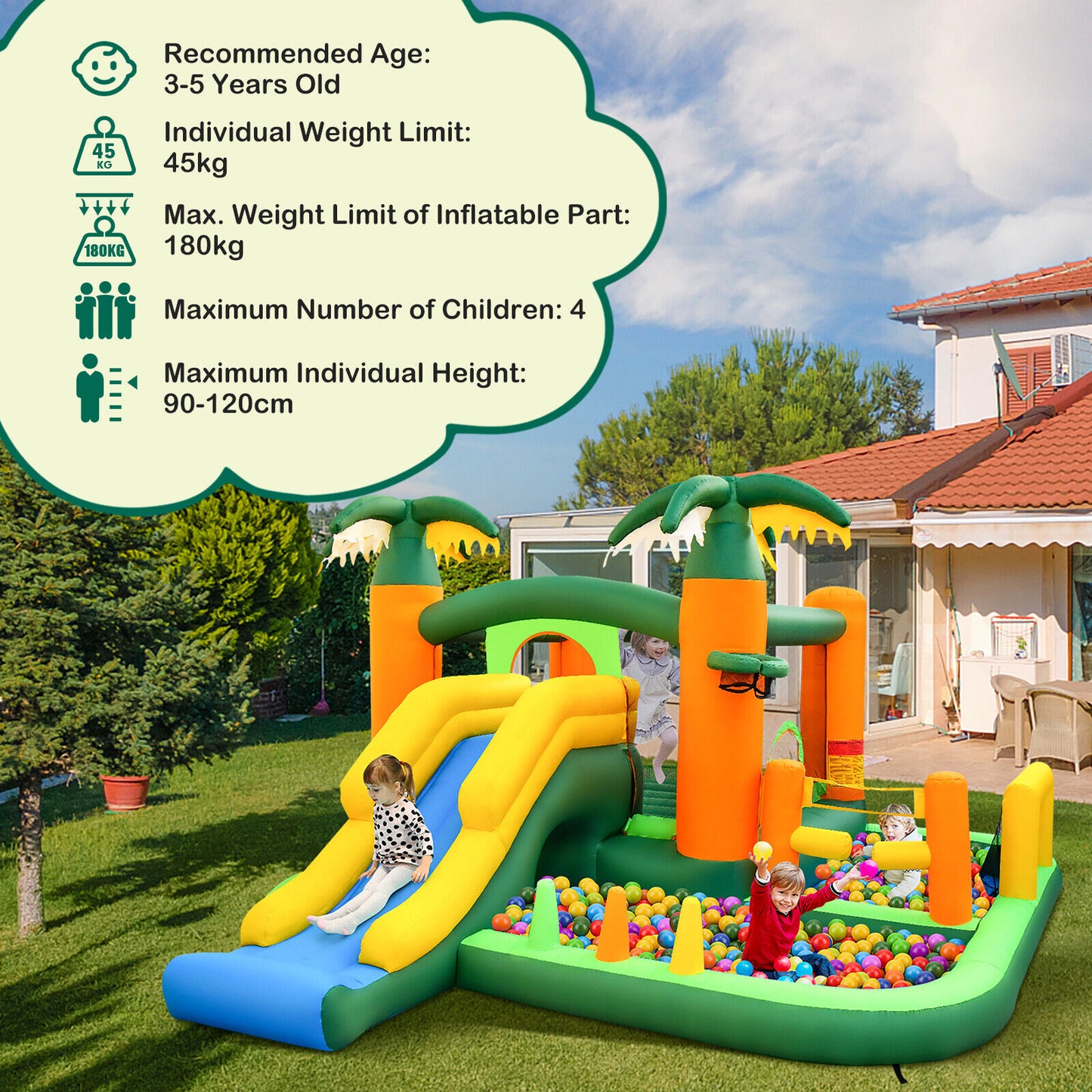 Wonderland 8-in-1 Kids Inflatable Bounce House/Jumping Castle incl Blower