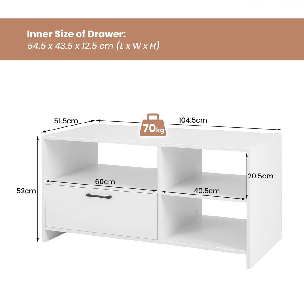 Sanzio TV Stand w/ 3 Open Compartments & 1 Storage Drawer