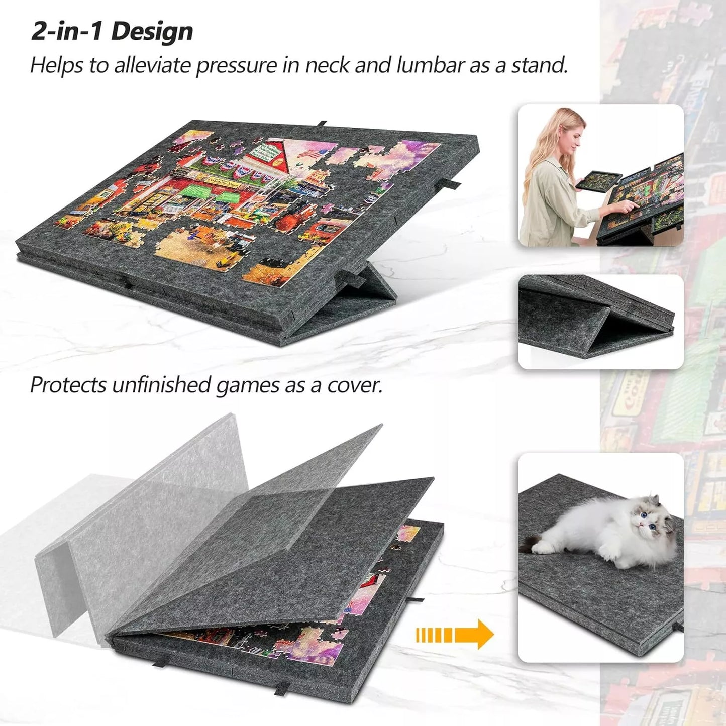 Portable Felt Puzzle Board 1000pcs w/Drawers Covers