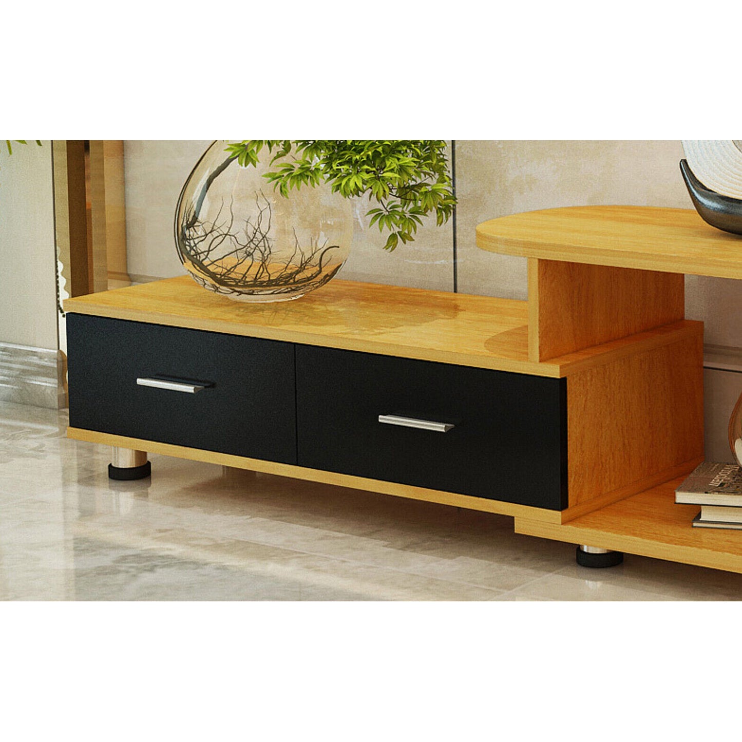 Anatola TV Cabinet Extendable Entertainment Units TV Stand Storage 2 Drawers NEW