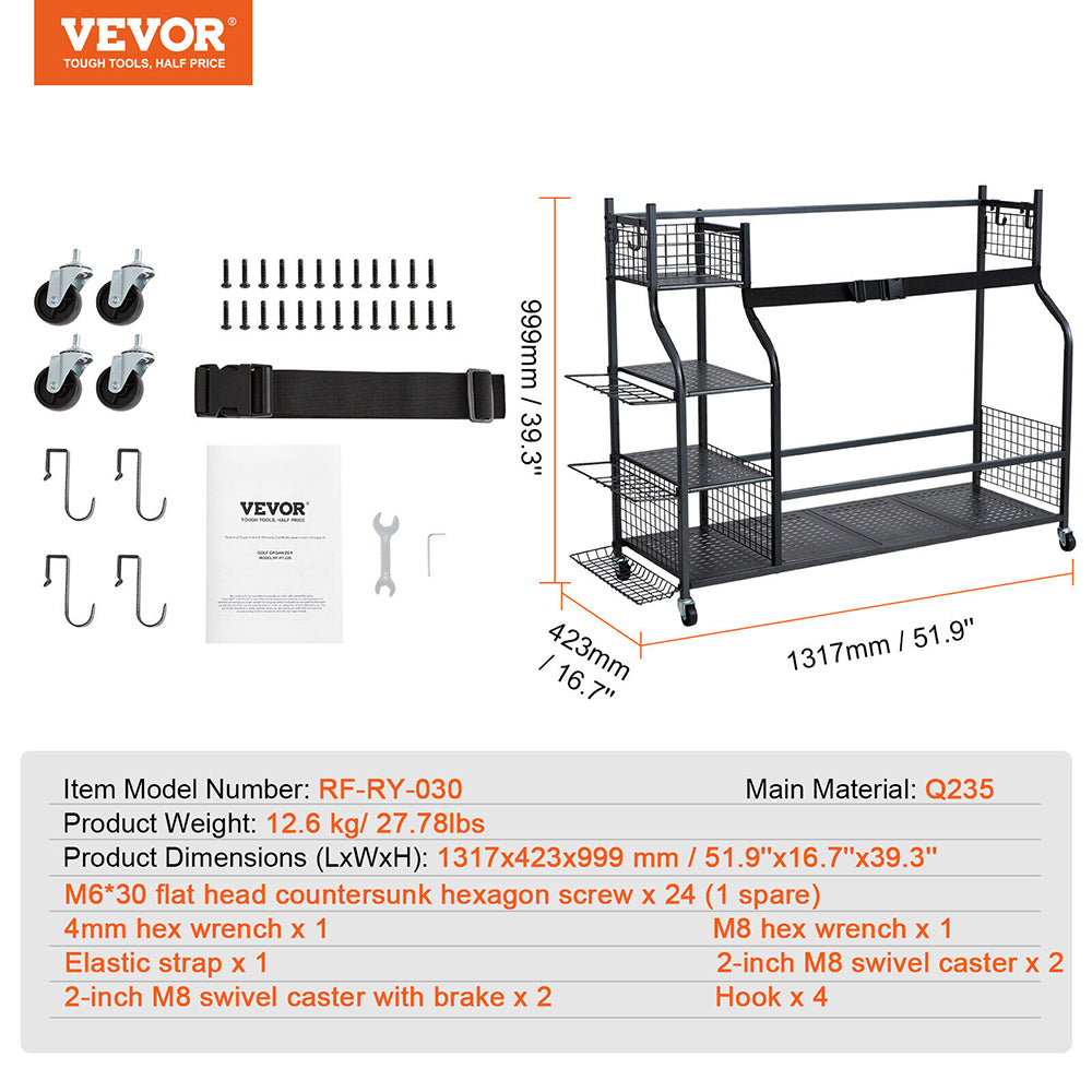 Multifunctional Sports Equipment Garage Organizer