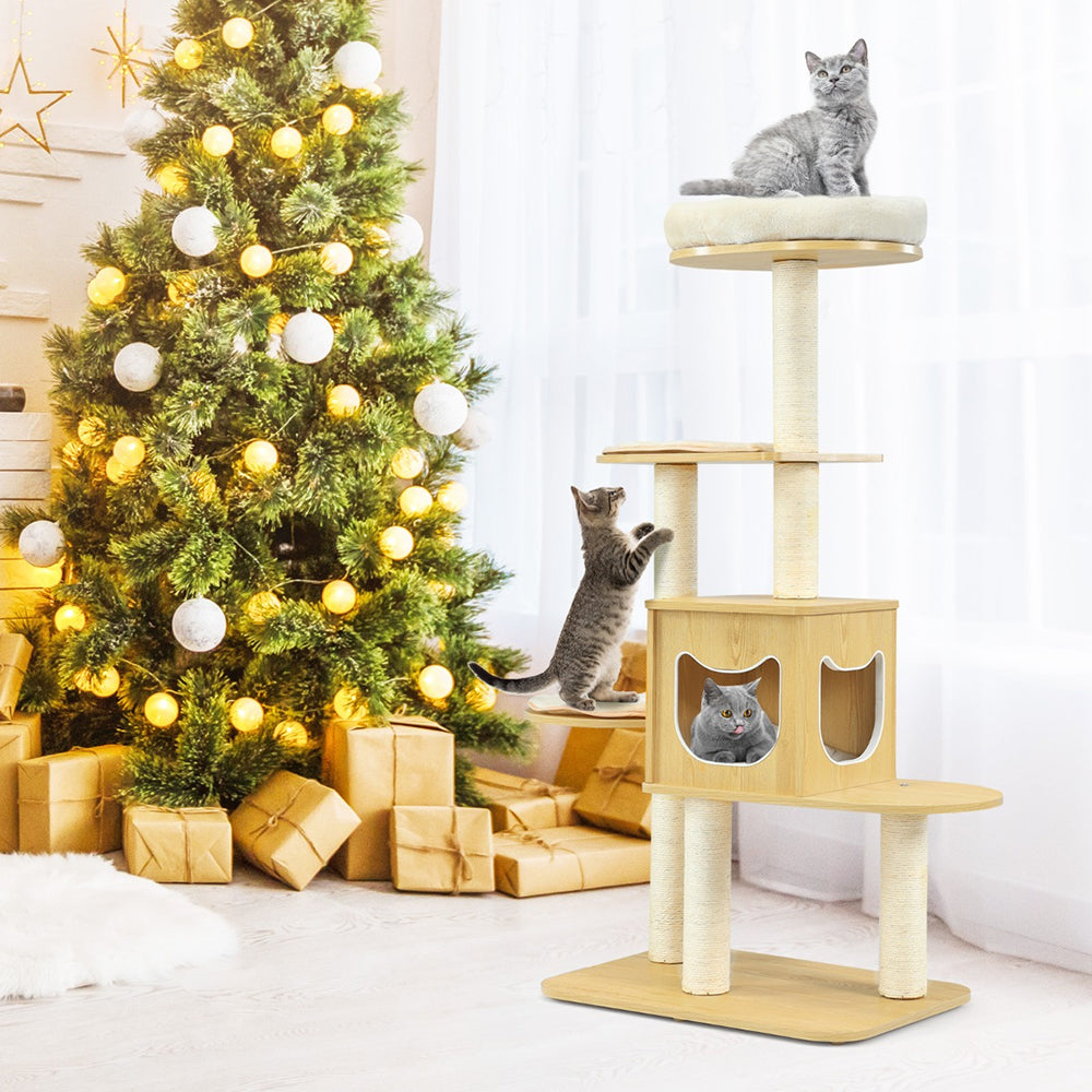 Multi-purpose Cat Tree with Plush Perch for Kittens and Cats