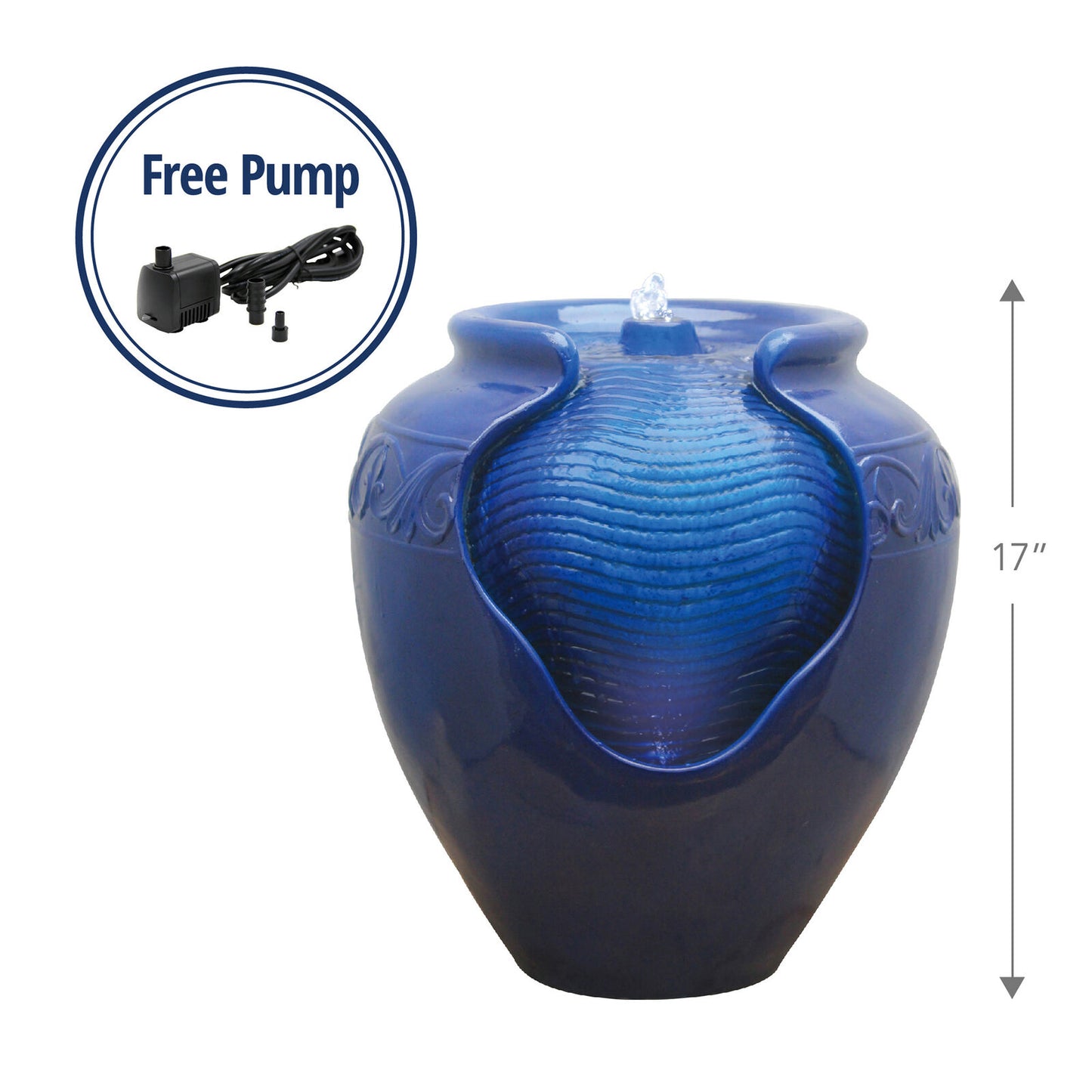 Fiore Glazed Pot Fountain 43cm Height w/LED Pump