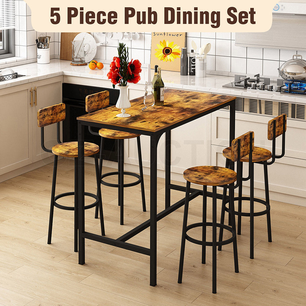 Simplista Bar Table Set 5pcs for Home, Bistro or Pub