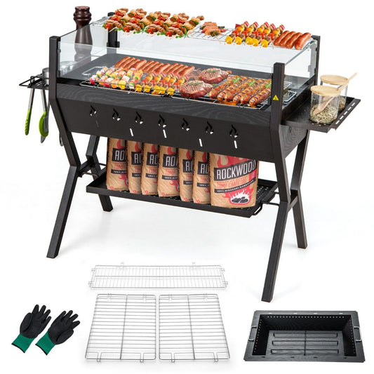 Quintu Barbecue Charcoal Grill w/Wind Guard & Seasoning Racks