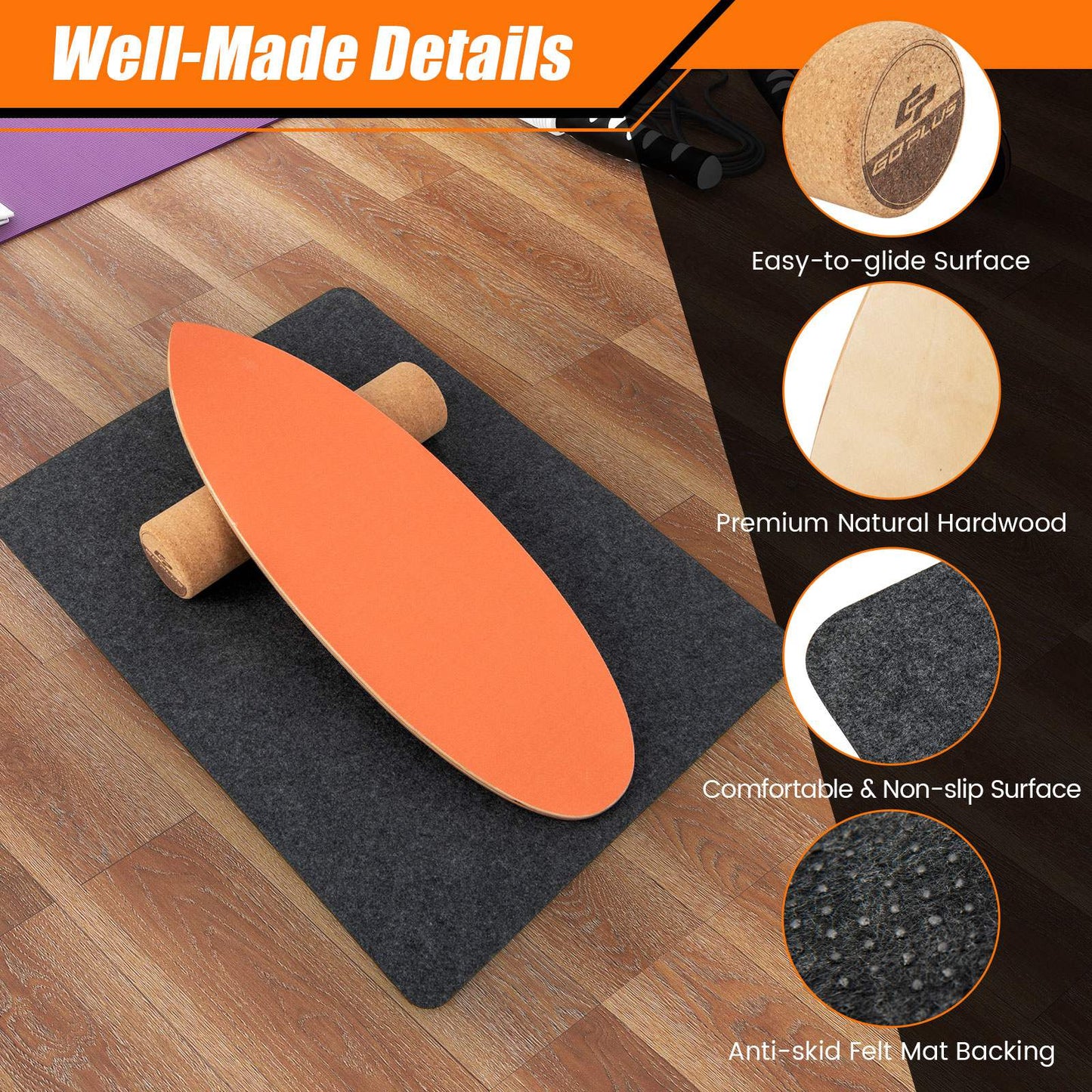 Wood Balance Board Exercise/Skateboard/SurfTrainer