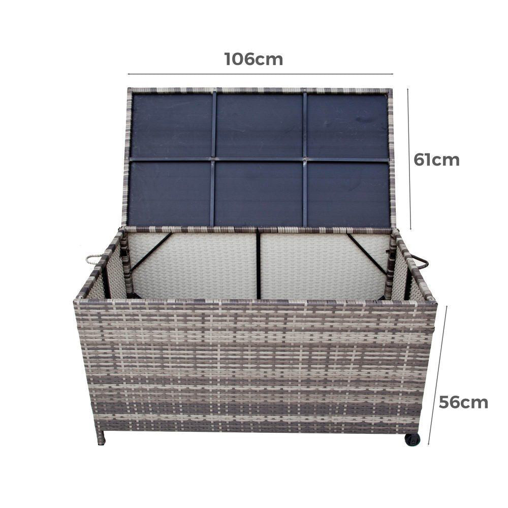 Outdoor PE Wicker Storage Box 320L- Grey