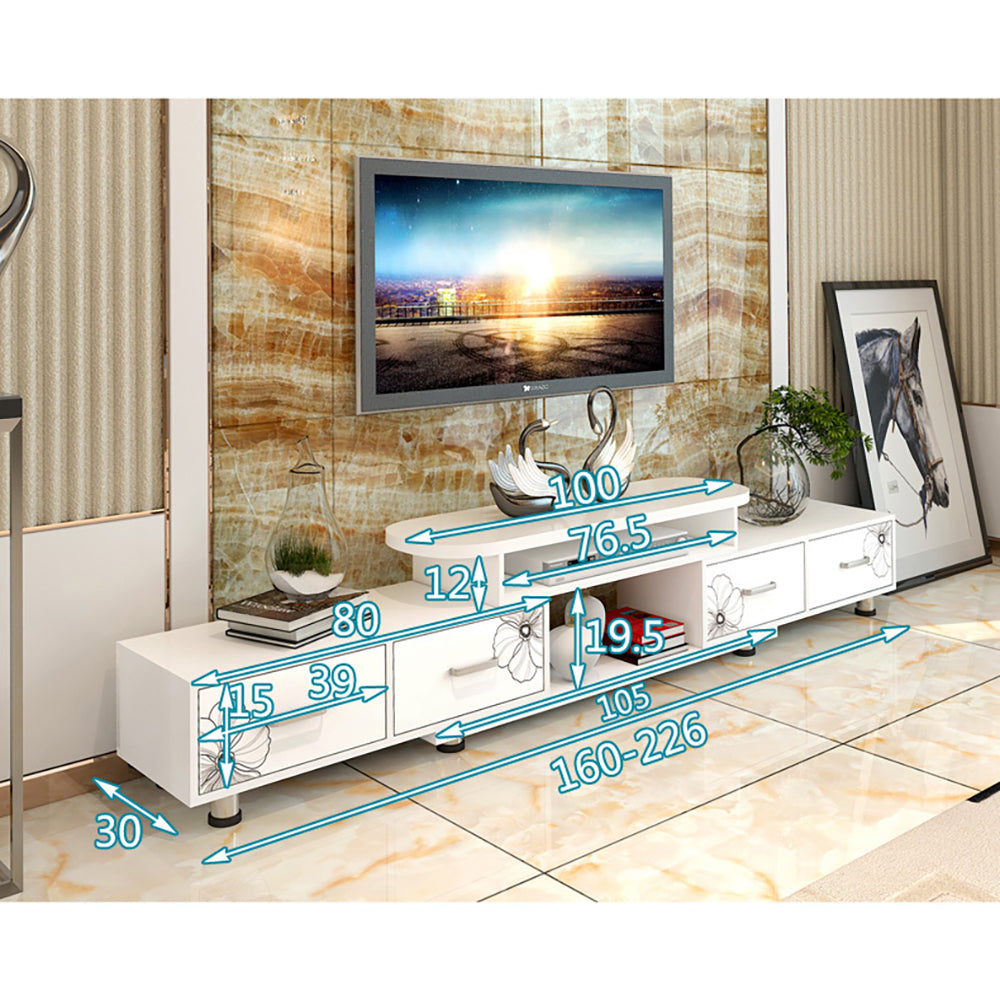 Verity Large 4-Drawer Extendable TV Cabinet (High Gloss White & Black)