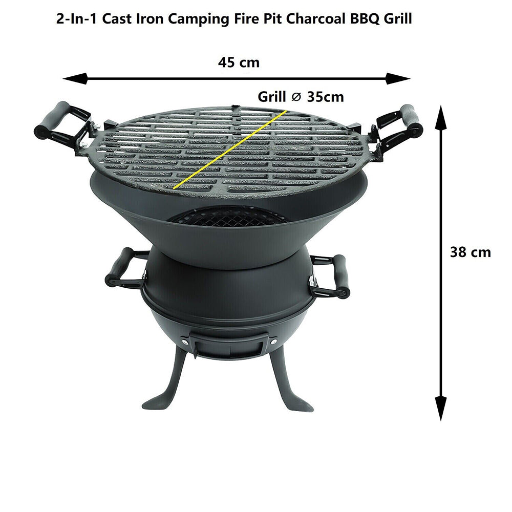 Sunset Cast Iron Camping Fire Pit & Cooking Stove