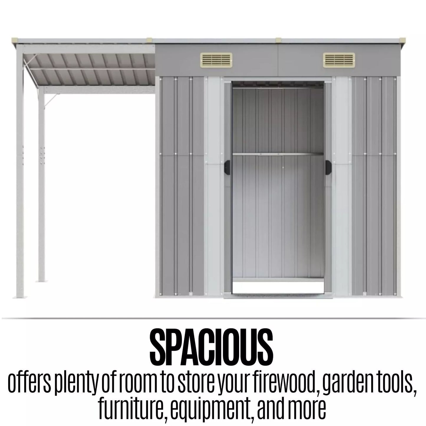 Bravo Garden/Storage Shed with Extended Roof Steel. 3 Colours