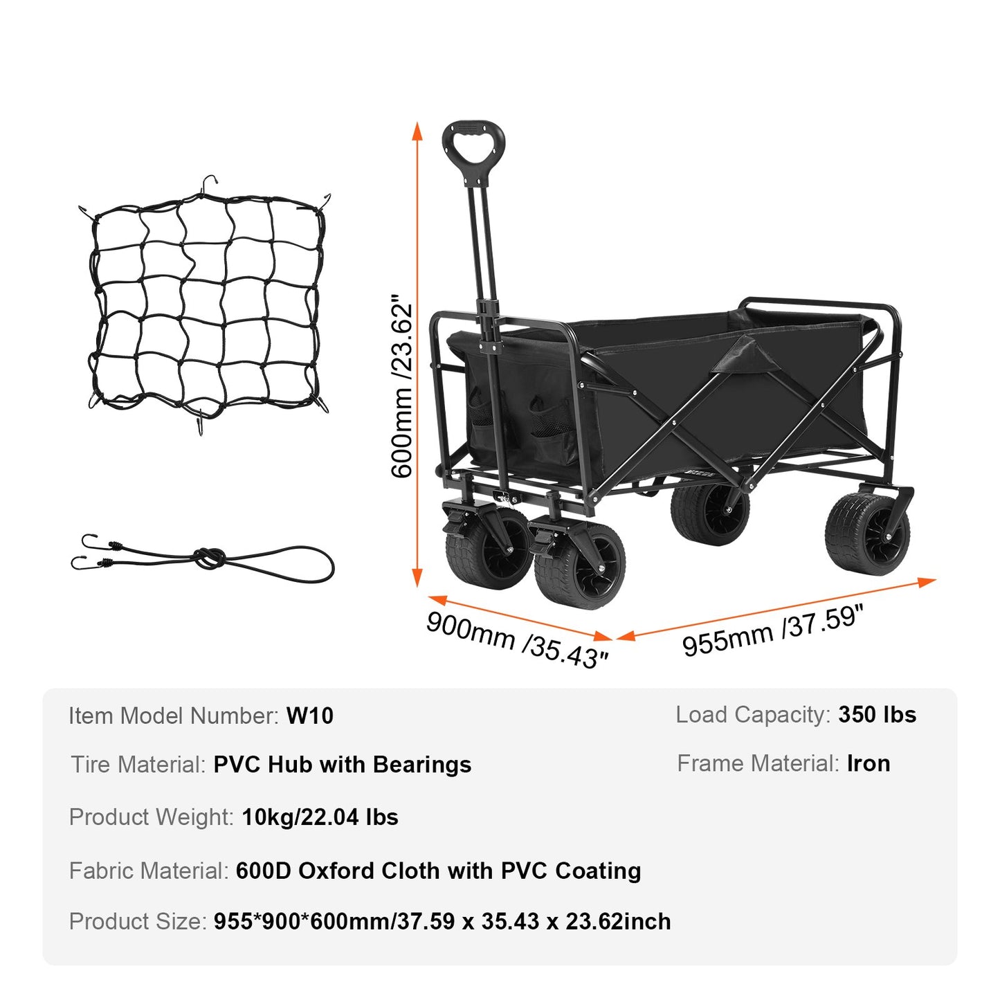 Fredo Collapsible Folding Wagon w/ 5" All-Terrain Wheels