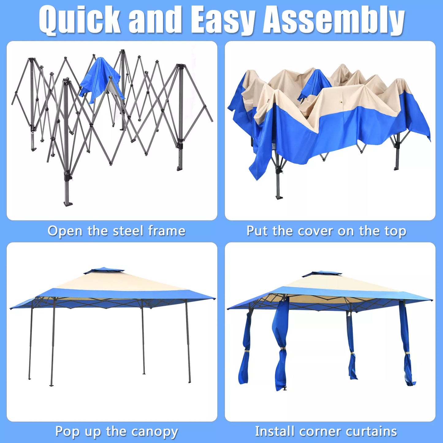 Sierra Adjustable Pop Up Canopy - 393 cm x 393 cm