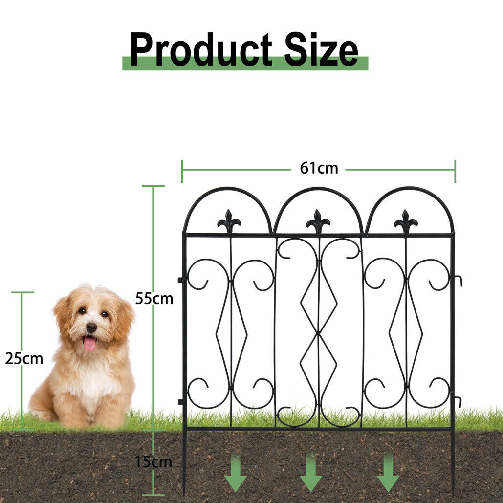 Metal Garden Fence - 5pc Folding Flower Bed & Animal Barrier