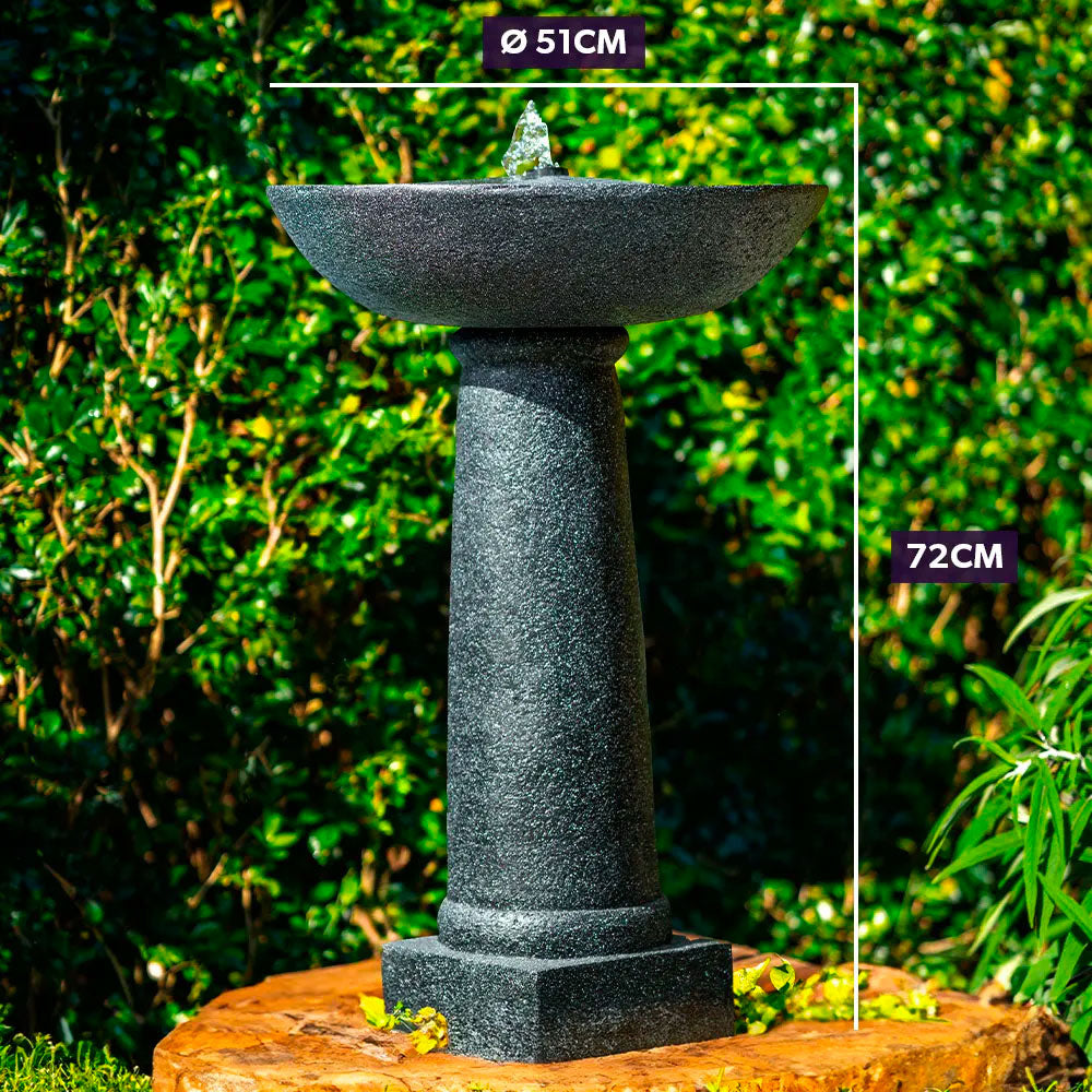 Eleganta Solar Bird Bath/Fountain w/LED Lights