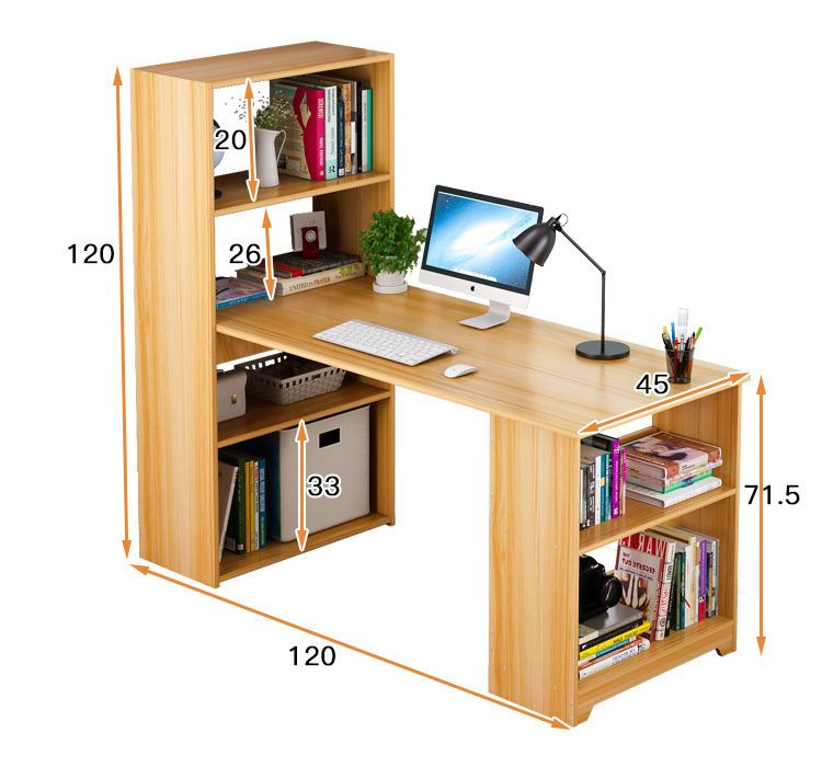 Revel Workstation/Computer Desk with 6 Storage Shelves