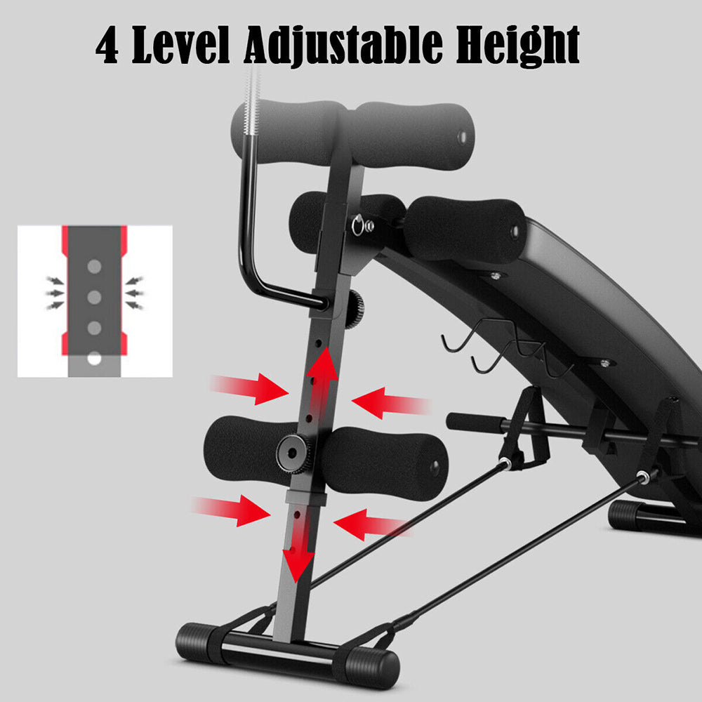 Adjustable Incline Curved Fitness Sit Up Bench w/Speed Ball 2 straps