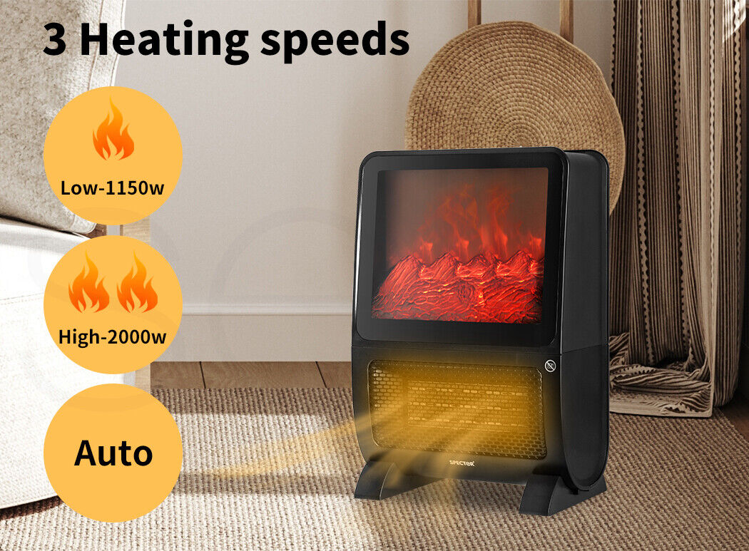 Aura Portable Electric Heater 2000W w/3D Fire