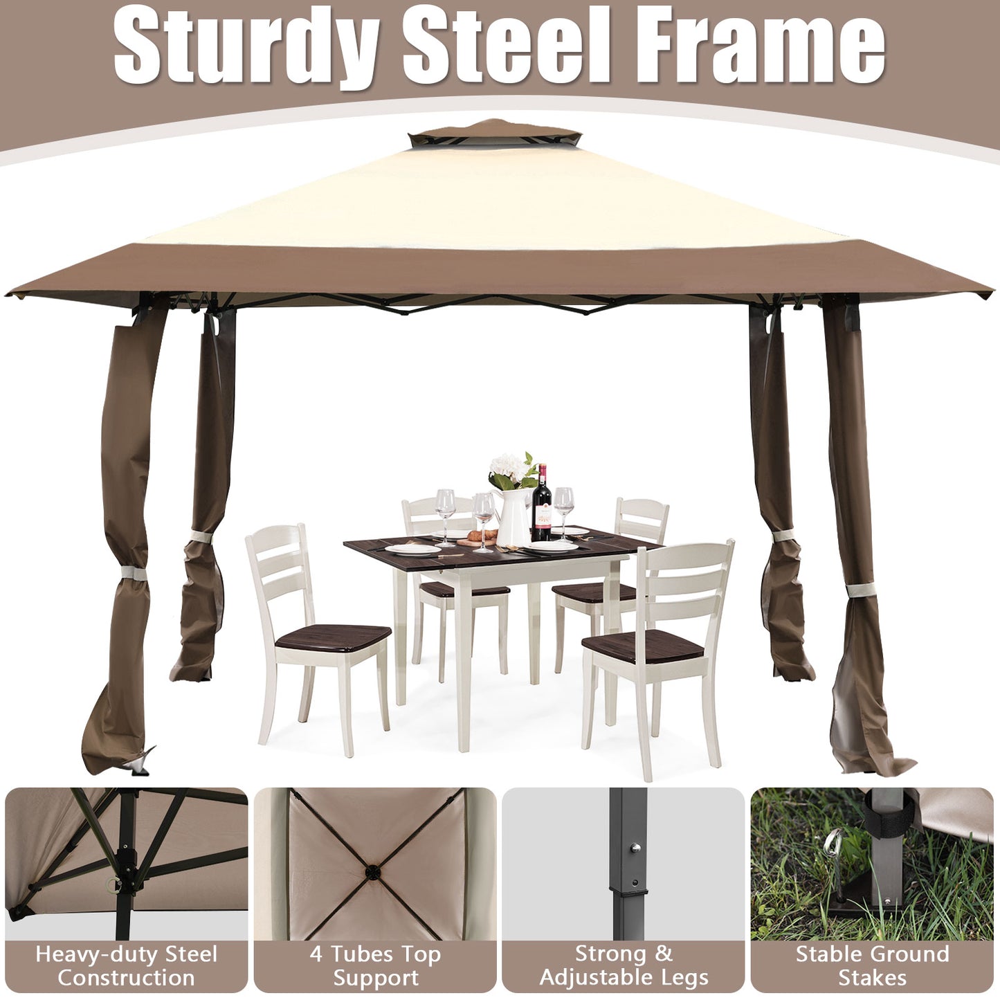 Sierra Adjustable Pop Up Canopy - 393 cm x 393 cm