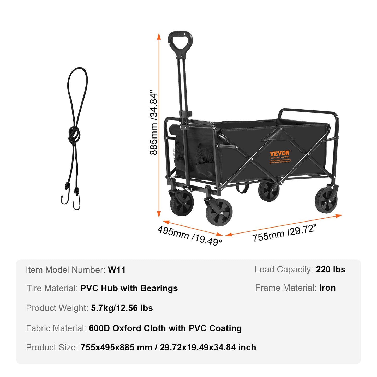 Fredo Collapsible Folding Wagon w/ 5" All-Terrain Wheels