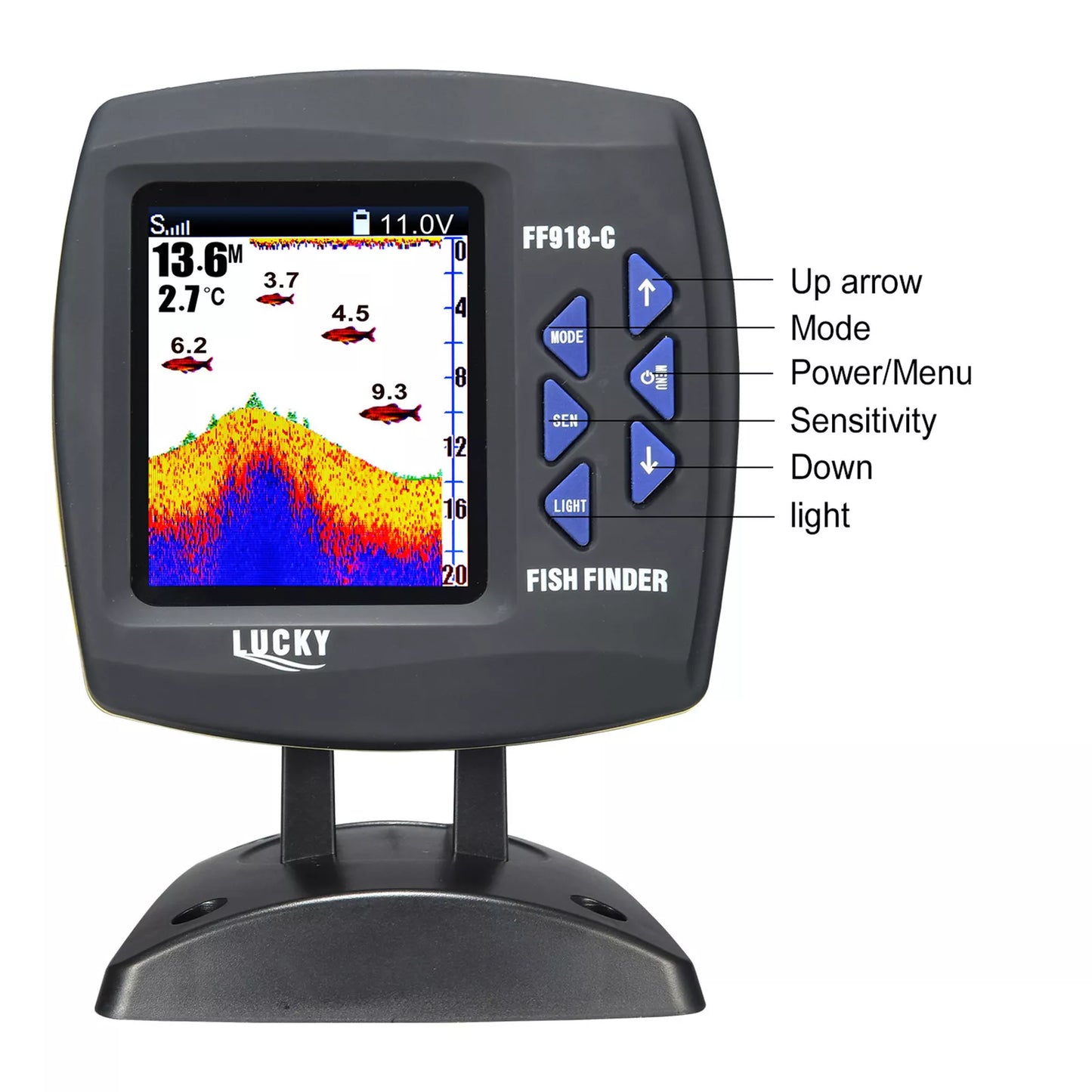 Fish Finder Wired Transducer Fishfinder 45 Degrees Underwater