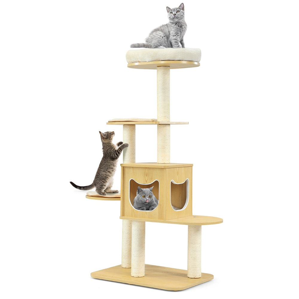 Multi-purpose Cat Tree with Plush Perch for Kittens and Cats