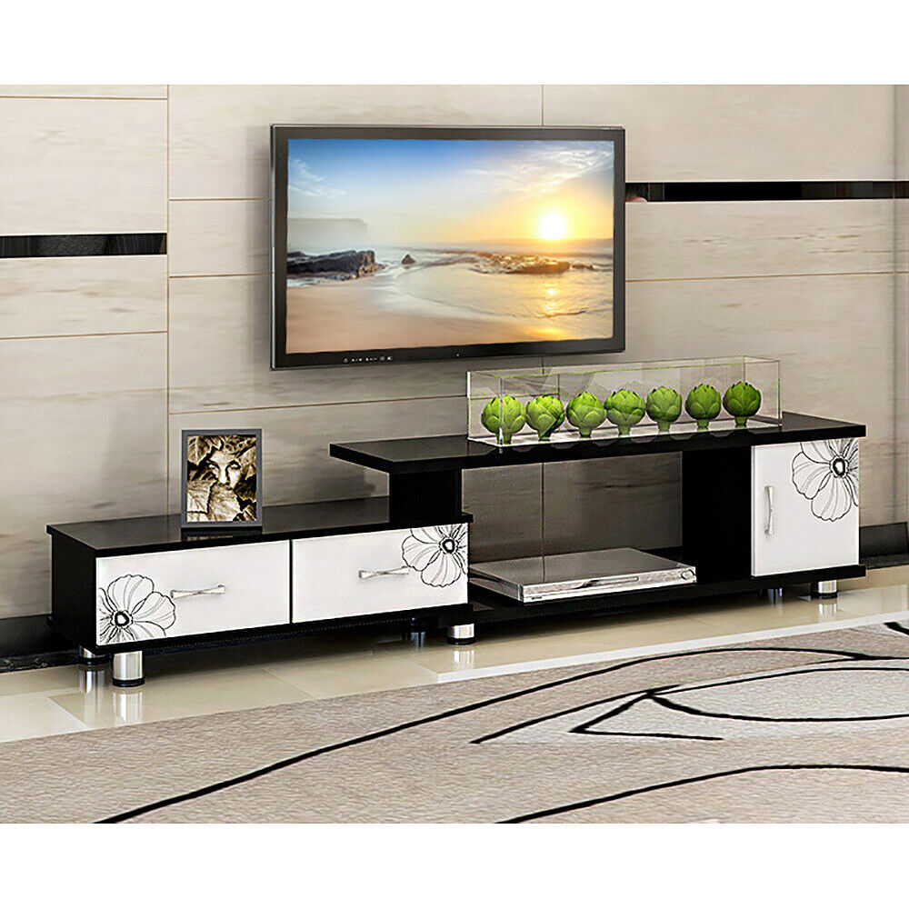 Anatola TV Cabinet Extendable Entertainment Units TV Stand Storage 2 Drawers NEW