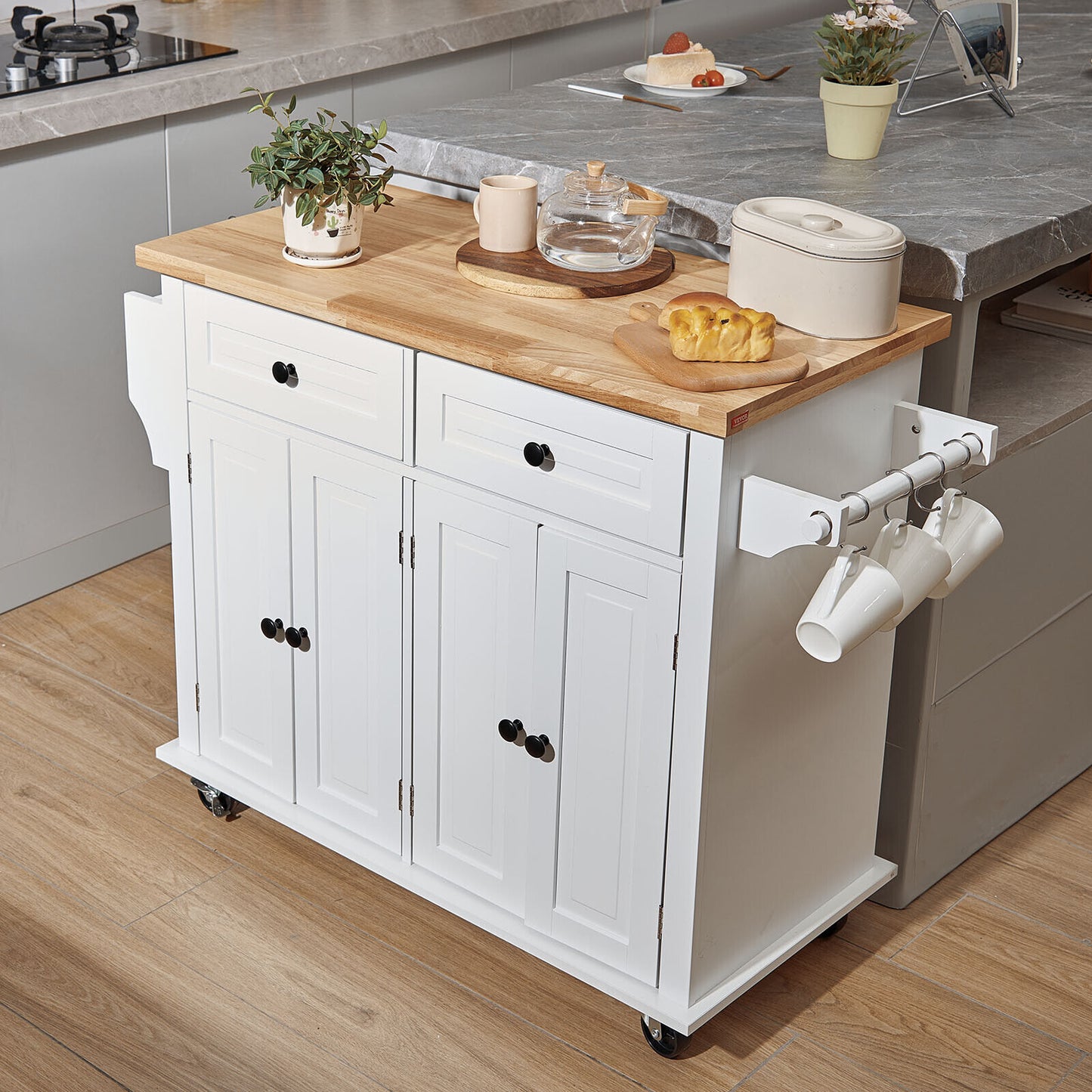 Perfecta Rolling Kitchen Island Cart/Cabinet Cart