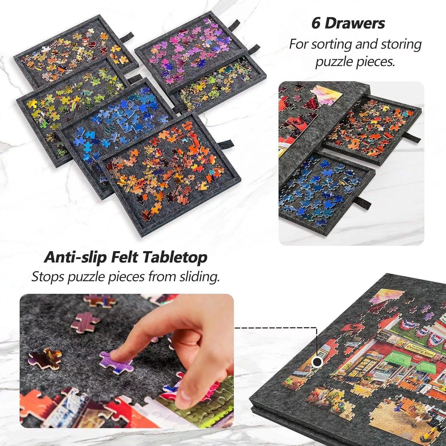 Portable Felt Puzzle Board 1000pcs w/Drawers Covers