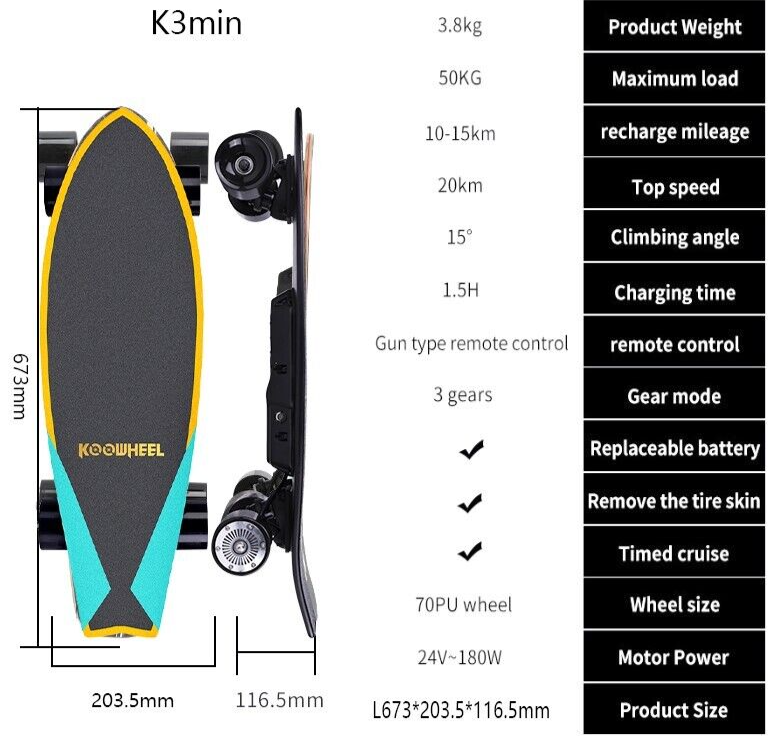 Snazz Mini Electric Skateboard for Kids w/Remote Control