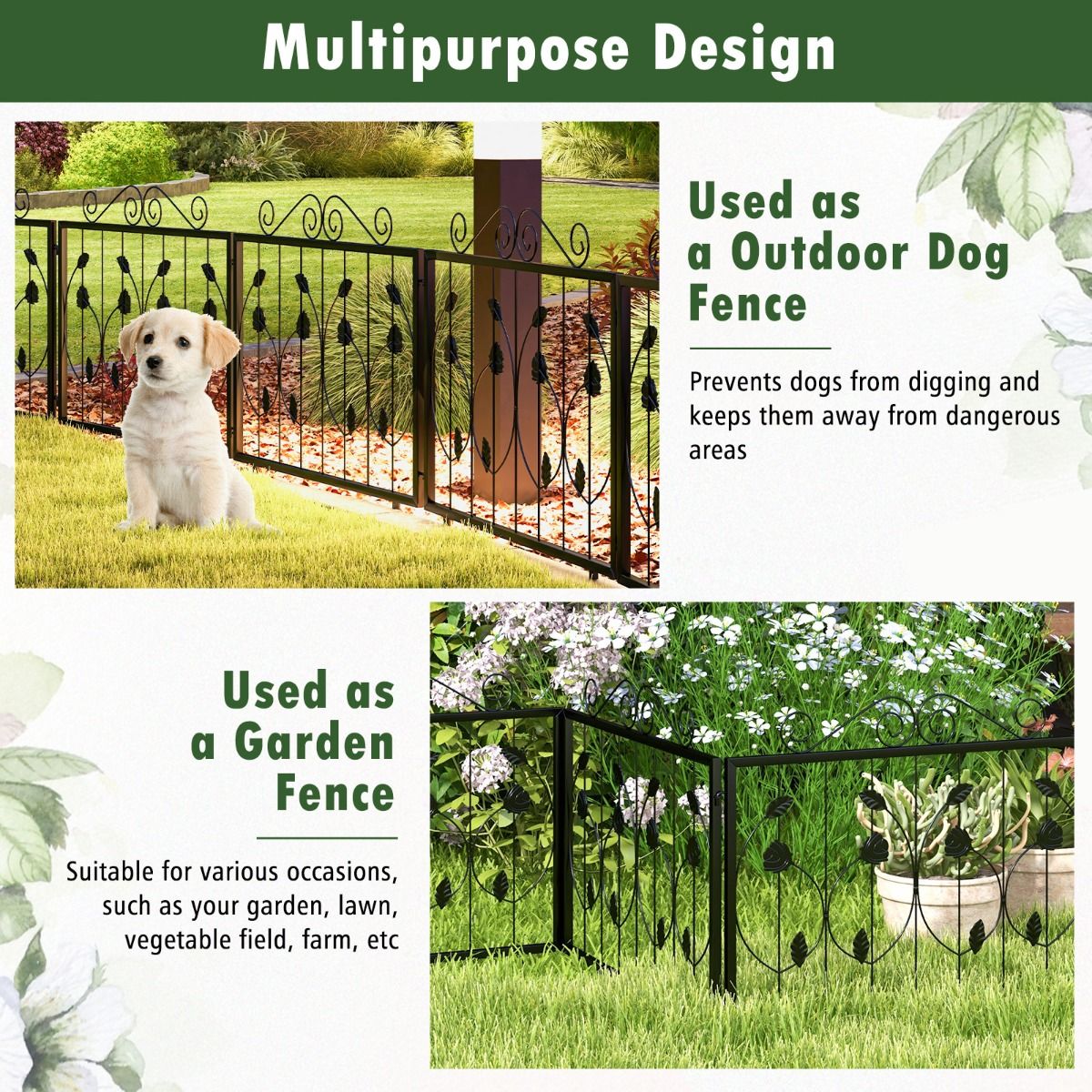 Wistia Decorative Garden Fence w/8 Panels