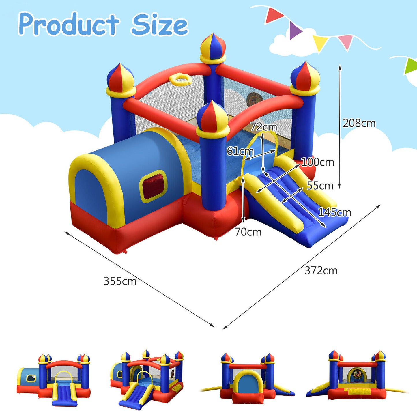 Fabuloso 5 IN 1 Inflatable Jumping Castle w/Slide Playhouse & Dart Game