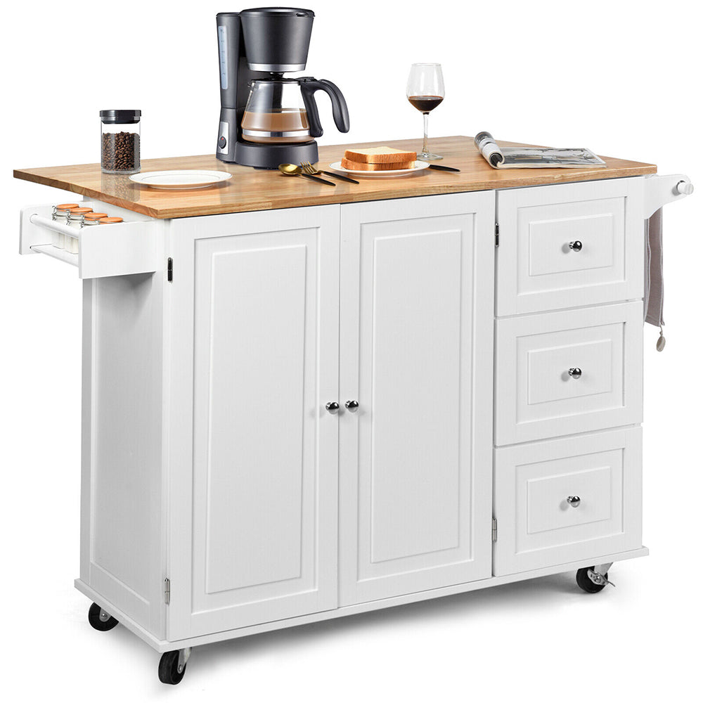 Sana Kitchen Island Cart on Wheels w/ Drop Leaf