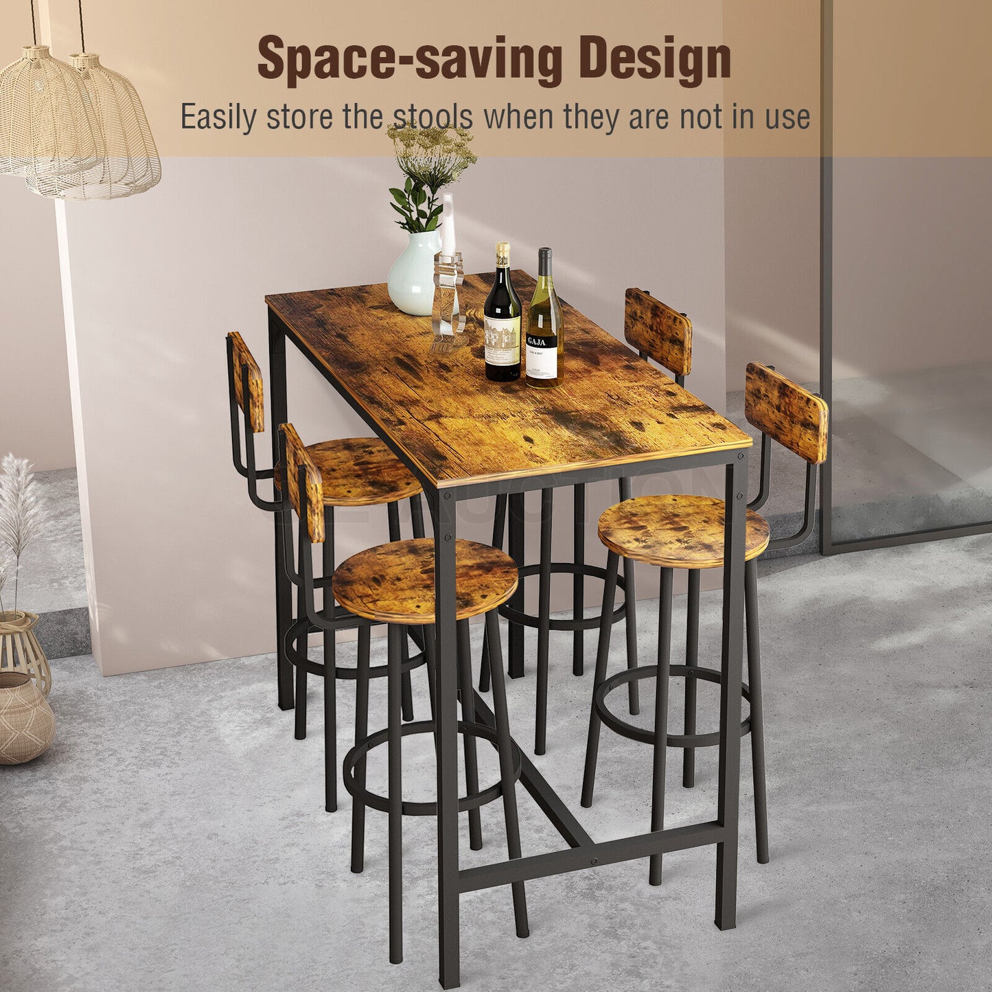 Simplista Bar Table Set 5pcs for Home, Bistro or Pub