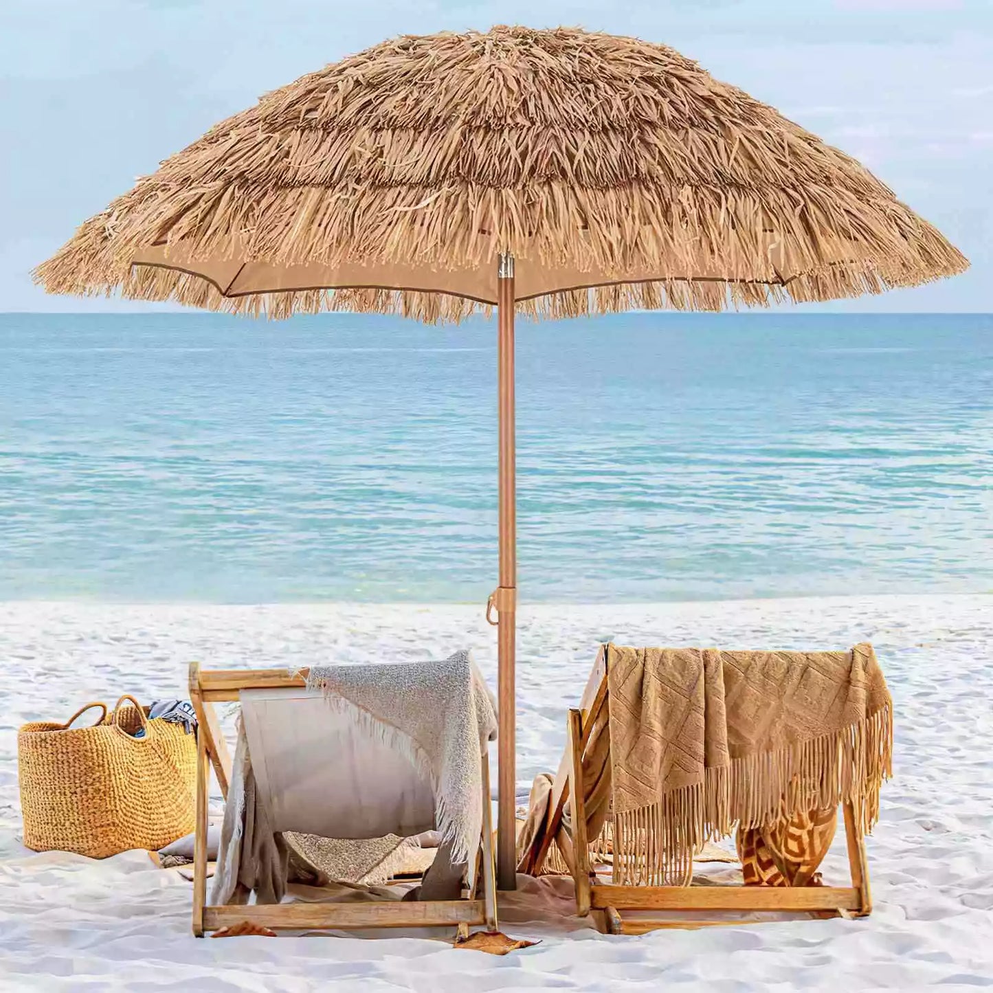 Maui Thatched Tiki Umbrella,2M Foldable