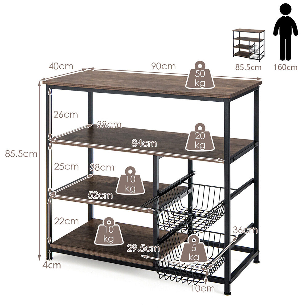 4-Tier Microwave Oven Stand & Kitchen Storage Shelf Organizer