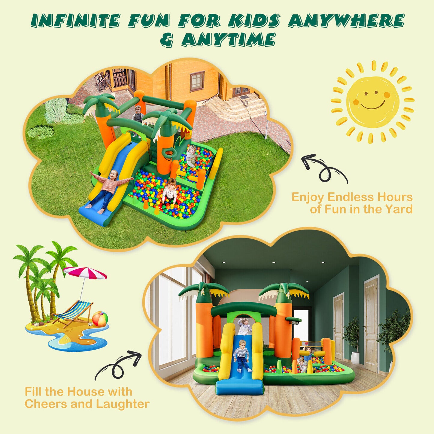 Wonderland 8-in-1 Kids Inflatable Bounce House/Jumping Castle incl Blower