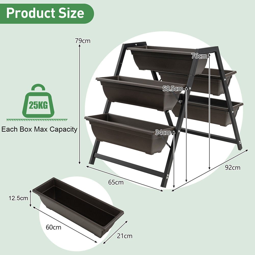 3-Tier Vertical Planter w/5 Plant Boxes Indoor/Outdoor