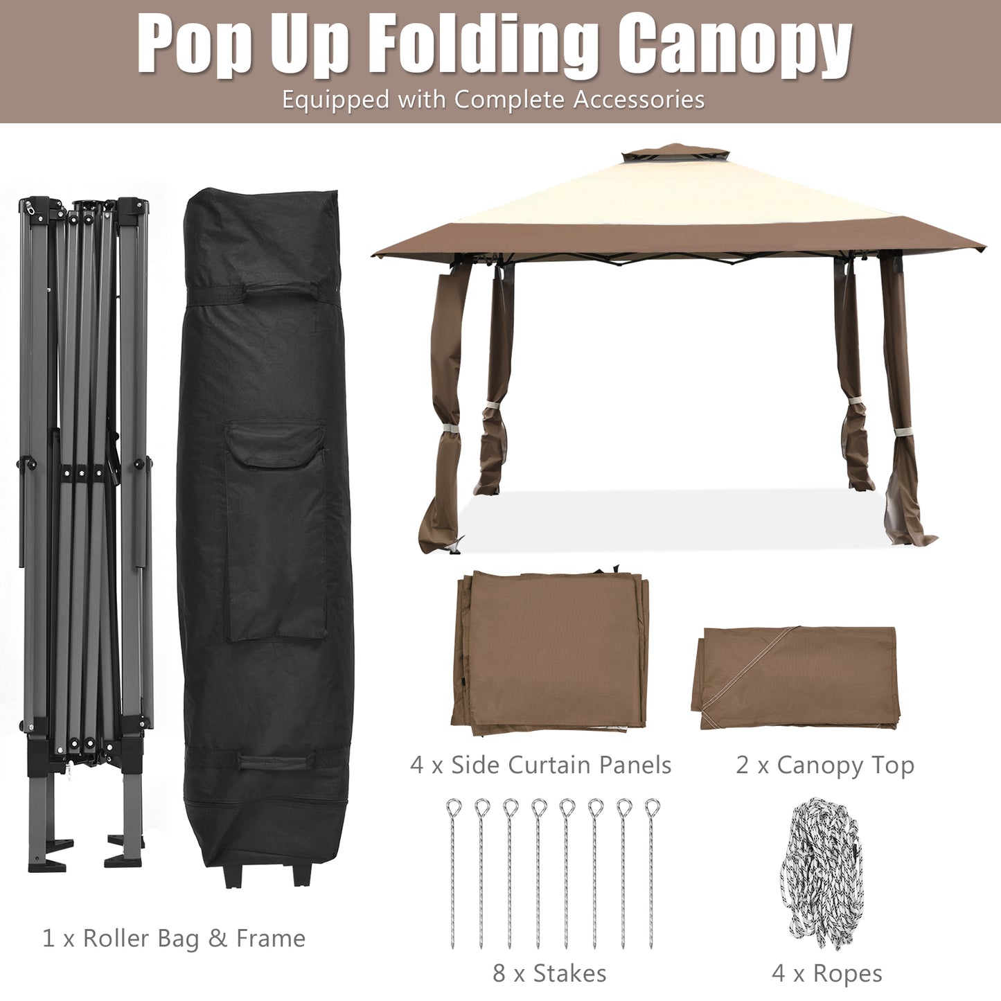 Sierra Adjustable Pop Up Canopy - 393 cm x 393 cm