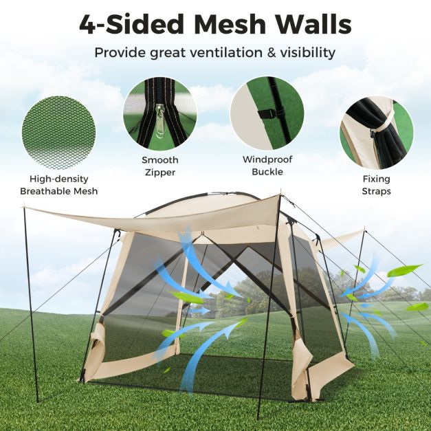 CountryLiving Portable Screen Dome Tent w/4-Side Mesh Walls